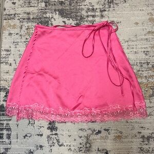 Pink Lace Trim Wrap Around Mini Skirt NEW WITH TAGS